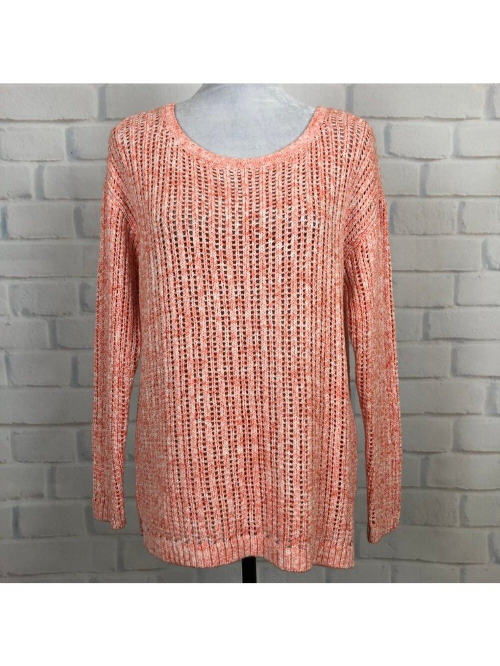 Talbots Orange Loose Knit 100% Cotton Sweater Petite Size PM